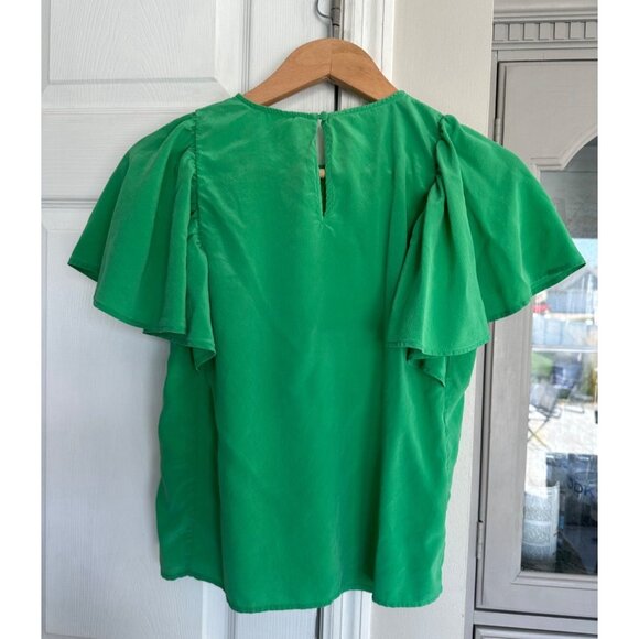Sézane Juna Blouse in Bright Green Silk FR 36 / US 4 - Picture 3 of 13